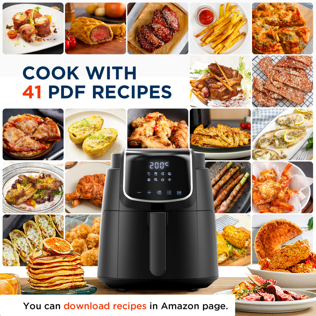 Midea Air Fryer 4L, Oil-Free Airfryer 1500W, 8 Pre-Programmed Cooking Modes, 35-200°C, Baking, Roasting, Grilling, Defrosting, Shake Alarm, 60-Minute Timer
