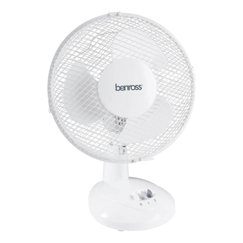 Benross 9" Desk Fan - White, Speed, Dial, Control, Airflow, Cooling, Versatile