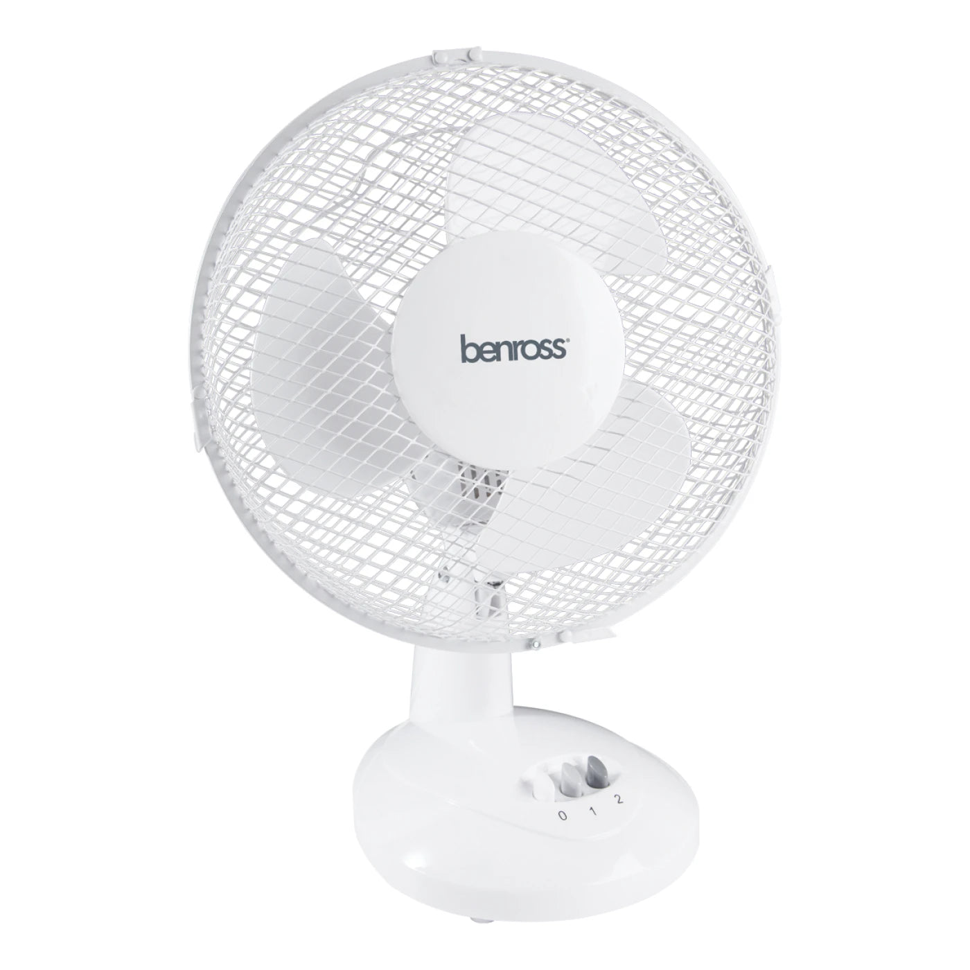 Benross 9" Desk Fan - White, Speed, Dial, Control, Airflow, Cooling, Versatile