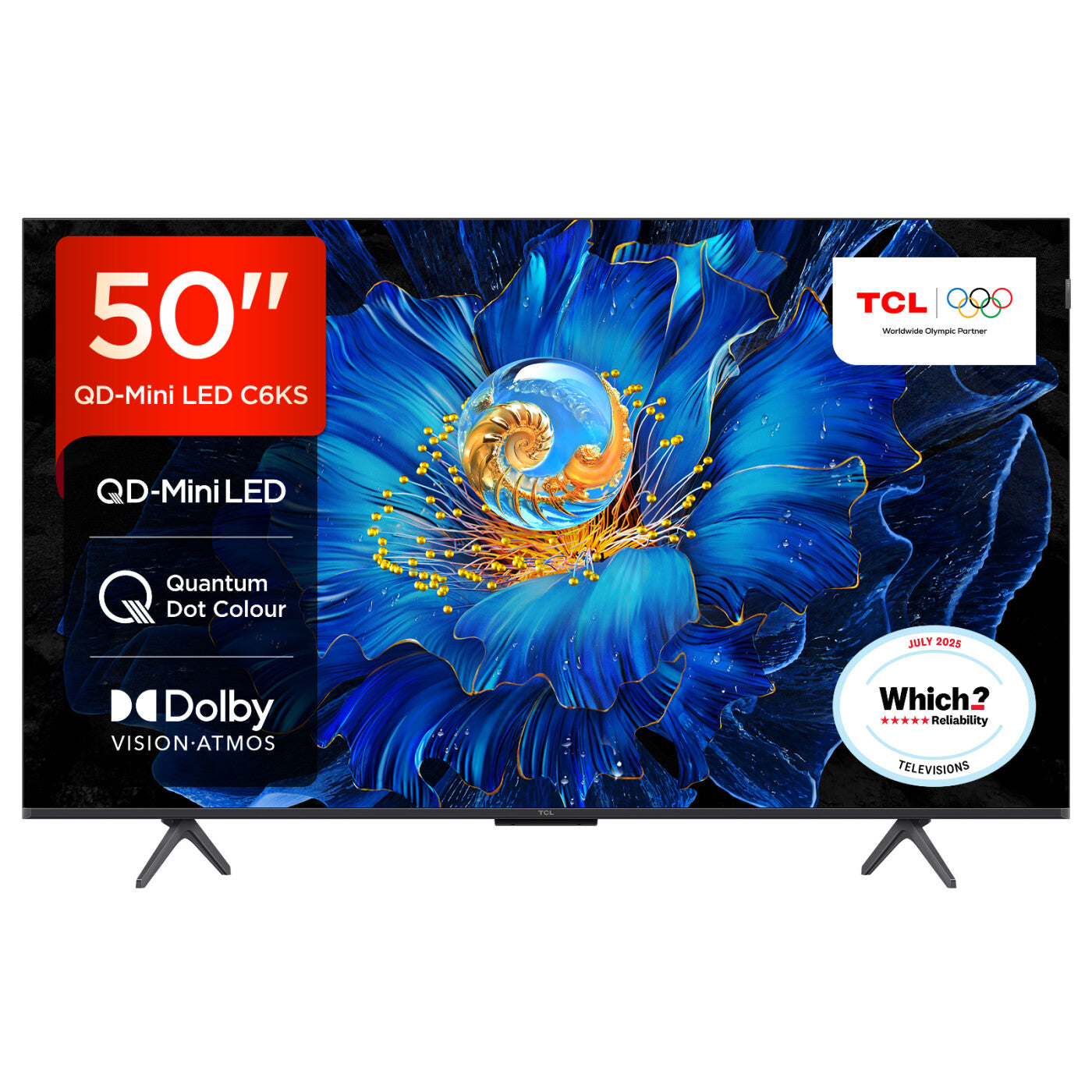 TCL 50C6KS 50” QD-Mini LED TV, 4K HDR Premium, Smart TV Powered by Google TV (Dolby Vision & Atmos, Game Master, Hands-Free Voice Control, compatible with Google Assistant, Apple AirPlay 2 & Alexa)