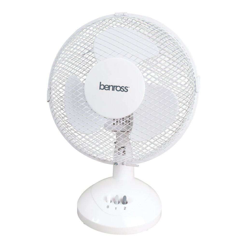 Benross 9" Desk Fan - White, Speed, Dial, Control, Airflow, Cooling, Versatile