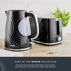 Tower T10083BLK Sonar Textured Kettle with Large Viewing Window & Blue Light, 360 Degree Base, 3000W, 1.7L