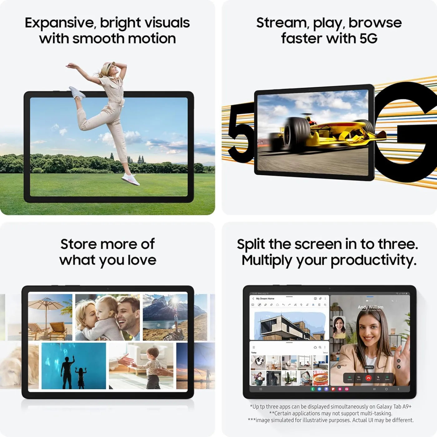 Samsung Galaxy Tab A9+ Android Tablet, 64GB Storage, Large Display, 3D Sound, Graphite, (HK Version)