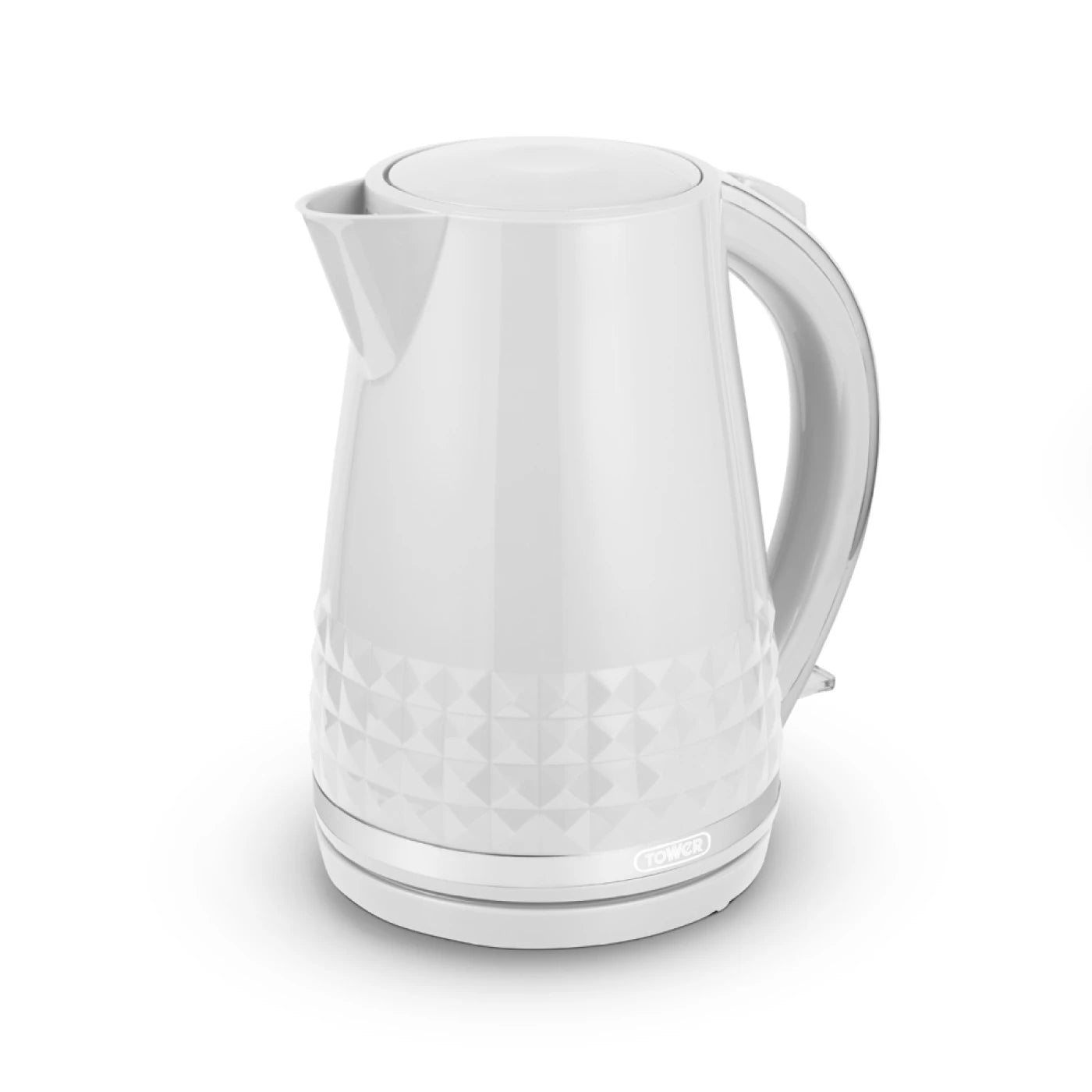 Tower T10075WHT Solitaire Kettle with 360° Swivel Base, Cord Storage, 1.5L, 3KW, White and Chrome Accents