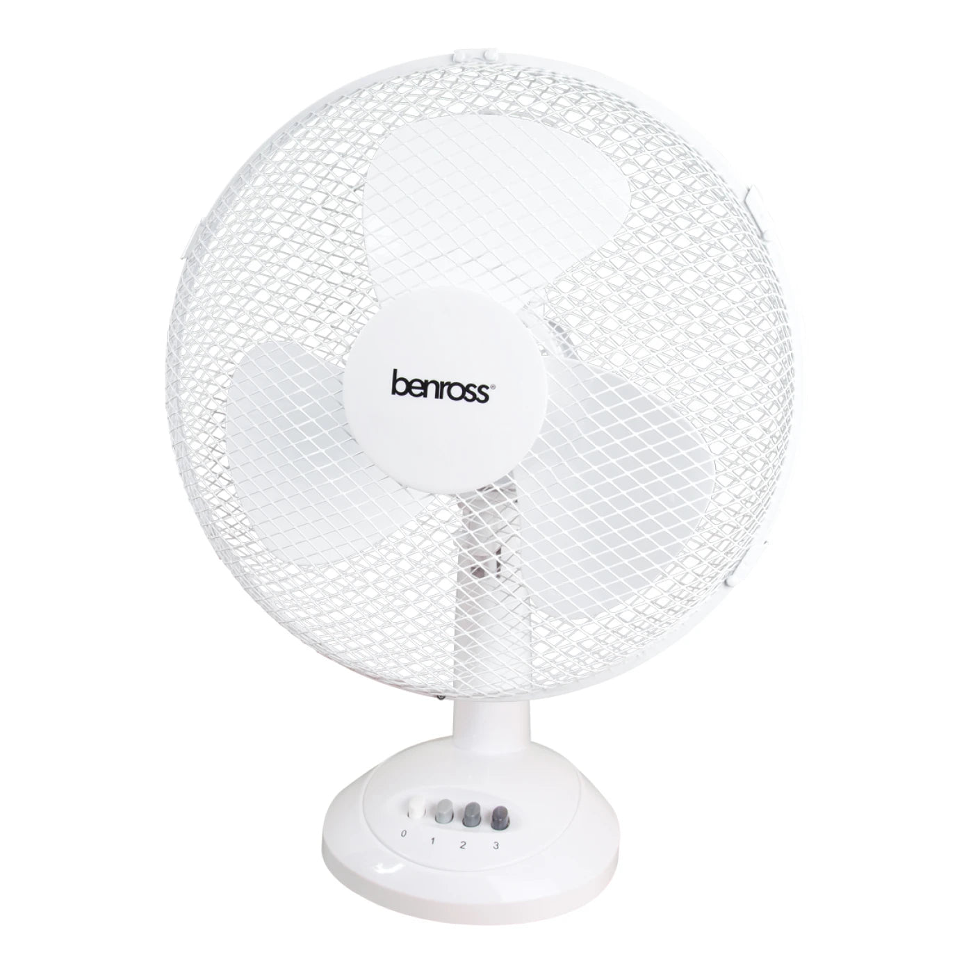 Benross 12" Desk Fan - White, Airflow, Push, Button, Tilt, Motor