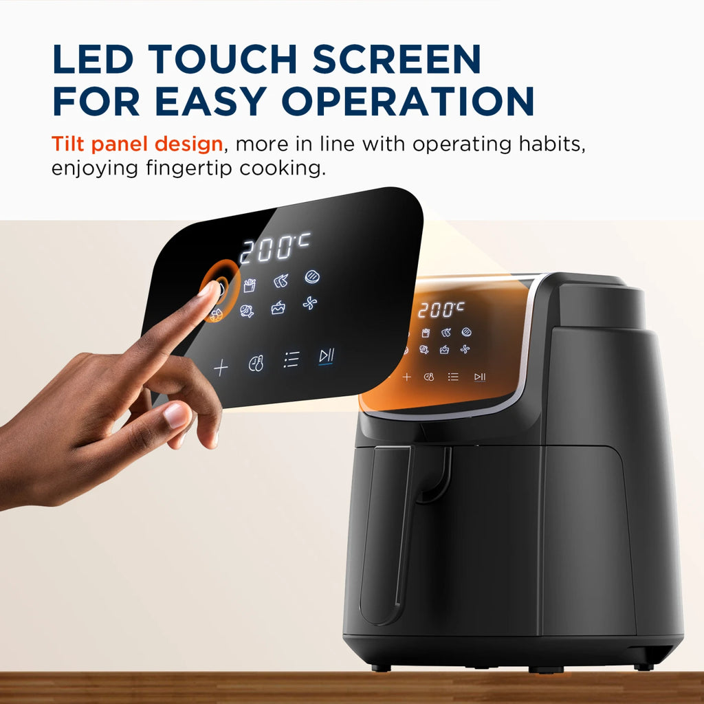 Midea Air Fryer 4L, Oil-Free Airfryer 1500W, 8 Pre-Programmed Cooking Modes, 35-200°C, Baking, Roasting, Grilling, Defrosting, Shake Alarm, 60-Minute Timer