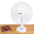 Benross 12" Desk Fan - White, Airflow, Push, Button, Tilt, Motor