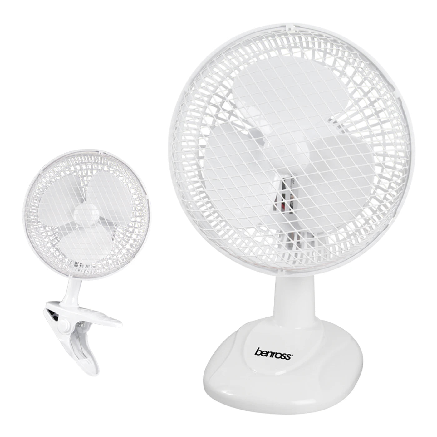 Benross 6" 2 in 1 Desk/Clip Fan Placement, Speeds, Flexible, Tilting, Head, Cooling