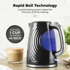Tower T10083BLK Sonar Textured Kettle with Large Viewing Window & Blue Light, 360 Degree Base, 3000W, 1.7L