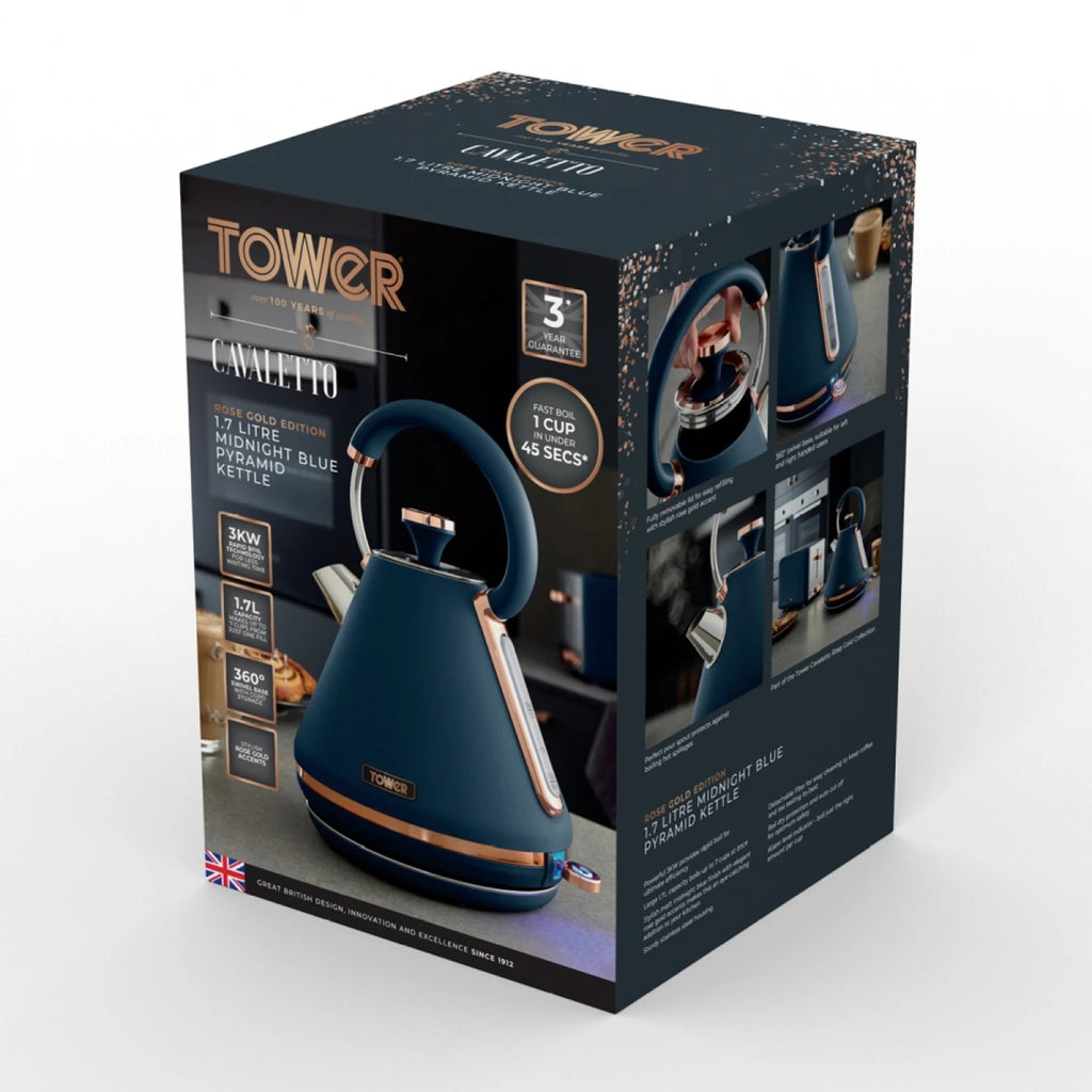 Tower T10044RG Cavaletto Pyramid Kettle with Fast Boil, Detachable Filter, 1.7L, 3000W