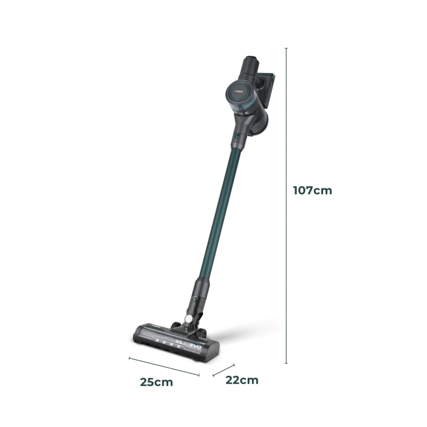 Tower T513013 VL30 EVO Cordless 3-in-1 Vacuum Cleaner with Motorised Floor Head, HEPA Filter, 1L, 150W, 22.2V, Emerald Green