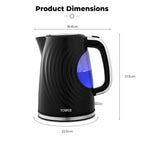 Tower T10083BLK Sonar Textured Kettle with Large Viewing Window & Blue Light, 360 Degree Base, 3000W, 1.7L