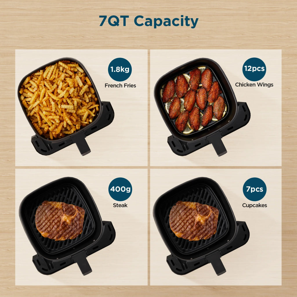 Midea Air Fryer with Visible Window 5.2L, HeatXpress Rapid Air Technology, 90% Less Oil, Energy Saving, 7-In-1 Presets, Non-Stick, Dishwasher Safe
