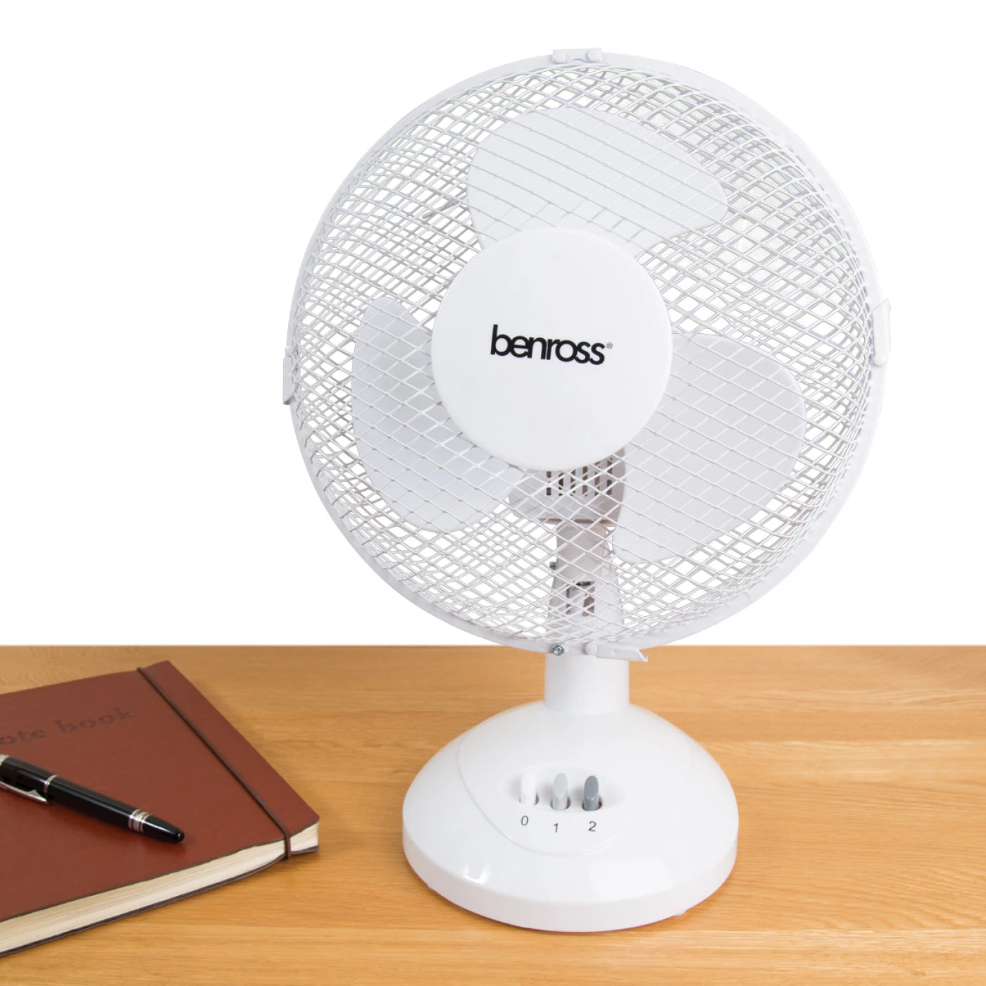 Benross 9" Desk Fan - White, Speed, Dial, Control, Airflow, Cooling, Versatile