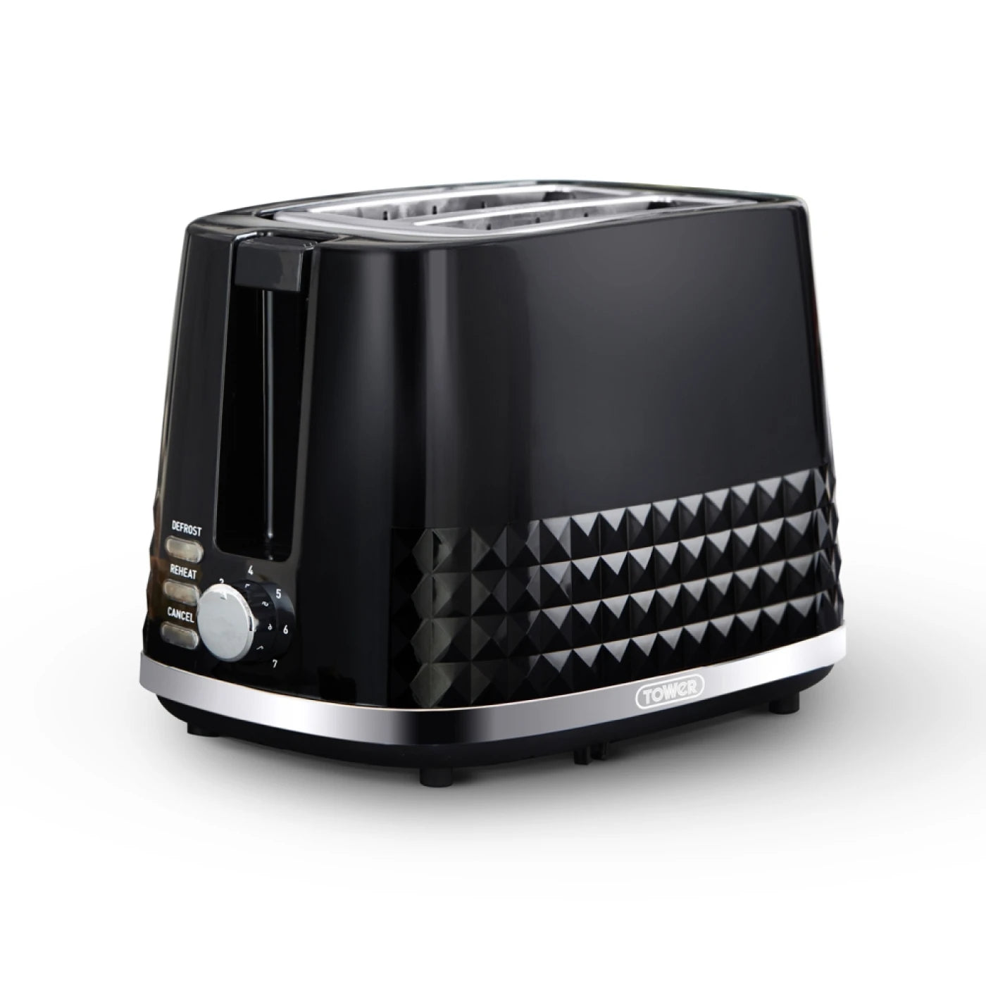 Tower T20082BLK Solitaire 2 Slice Toaster Black Chrome Accents, 850W