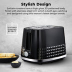Tower T20082BLK Solitaire 2 Slice Toaster Black Chrome Accents, 850W