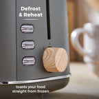 Tower T20027G Scandi 2 Slice Toaster with Adjustable Browning Control, Centring Function, 800W, Grey