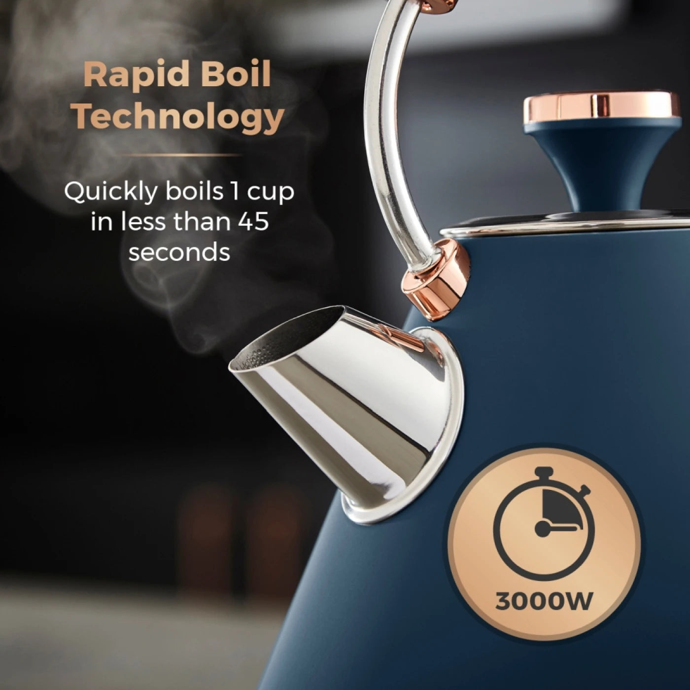 Tower T10044RG Cavaletto Pyramid Kettle with Fast Boil, Detachable Filter, 1.7L, 3000W