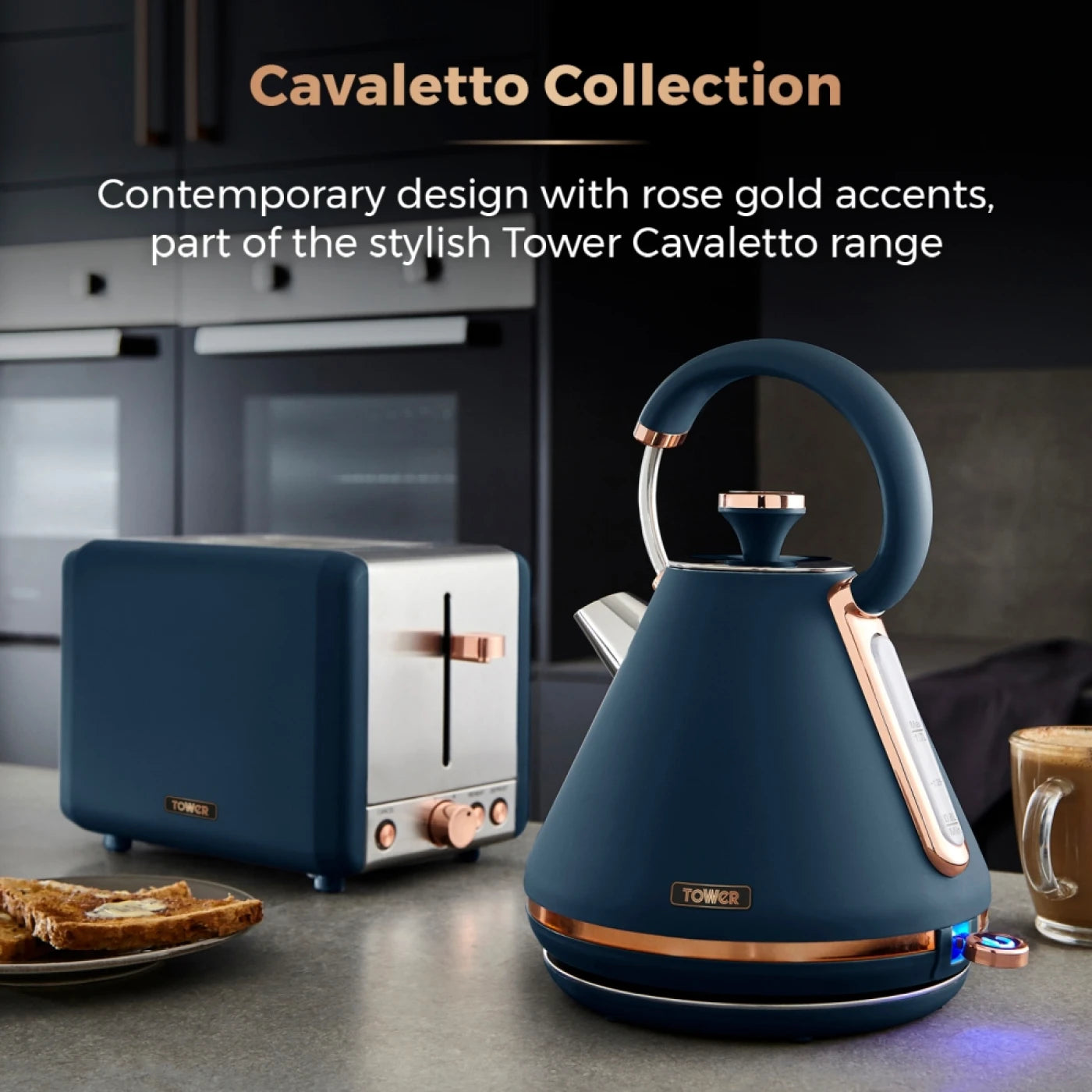 Tower T10044RG Cavaletto Pyramid Kettle with Fast Boil, Detachable Filter, 1.7L, 3000W