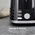 Tower T20082BLK Solitaire 2 Slice Toaster Black Chrome Accents, 850W