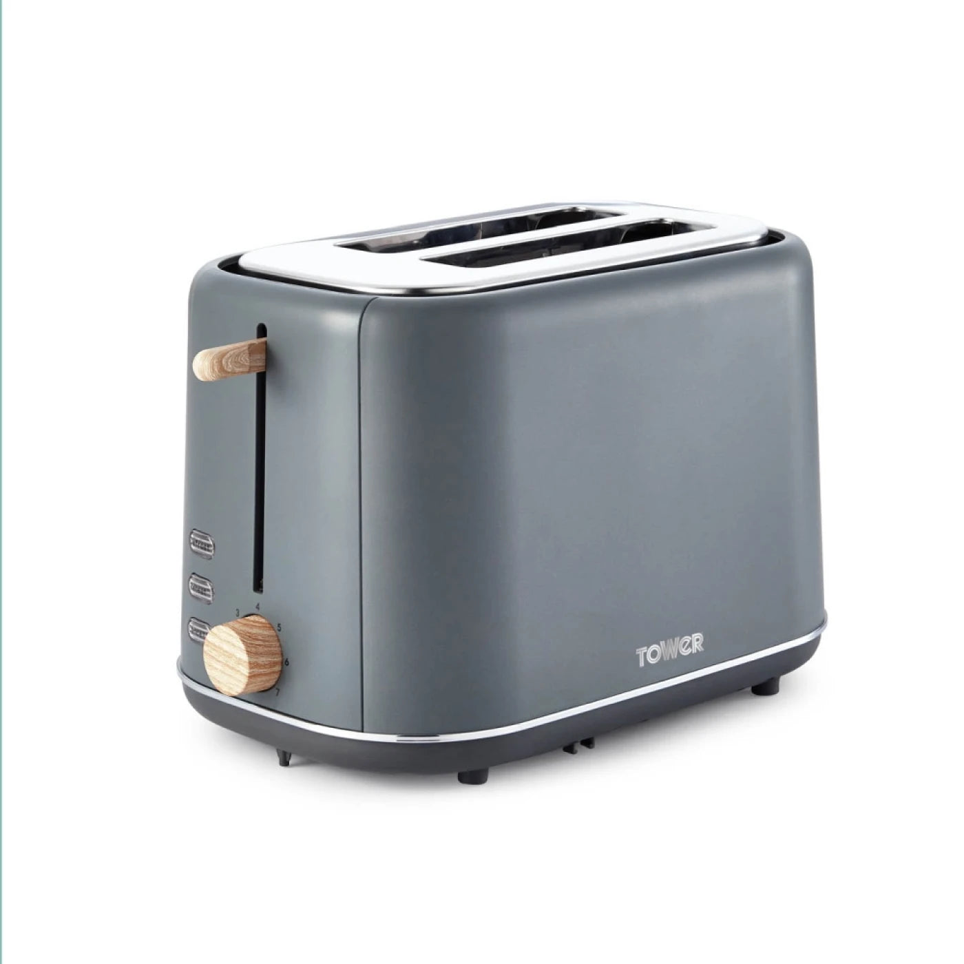 Tower T20027G Scandi 2 Slice Toaster with Adjustable Browning Control, Centring Function, 800W, Grey