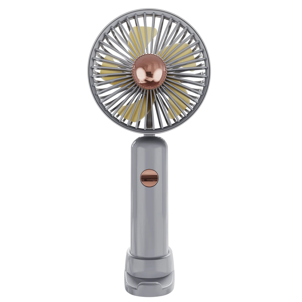 Handheld Fan with Phone Holder, Grey, Mini Hand Fan Silent, Small Desk Fan Folding, Battery Operated Fans