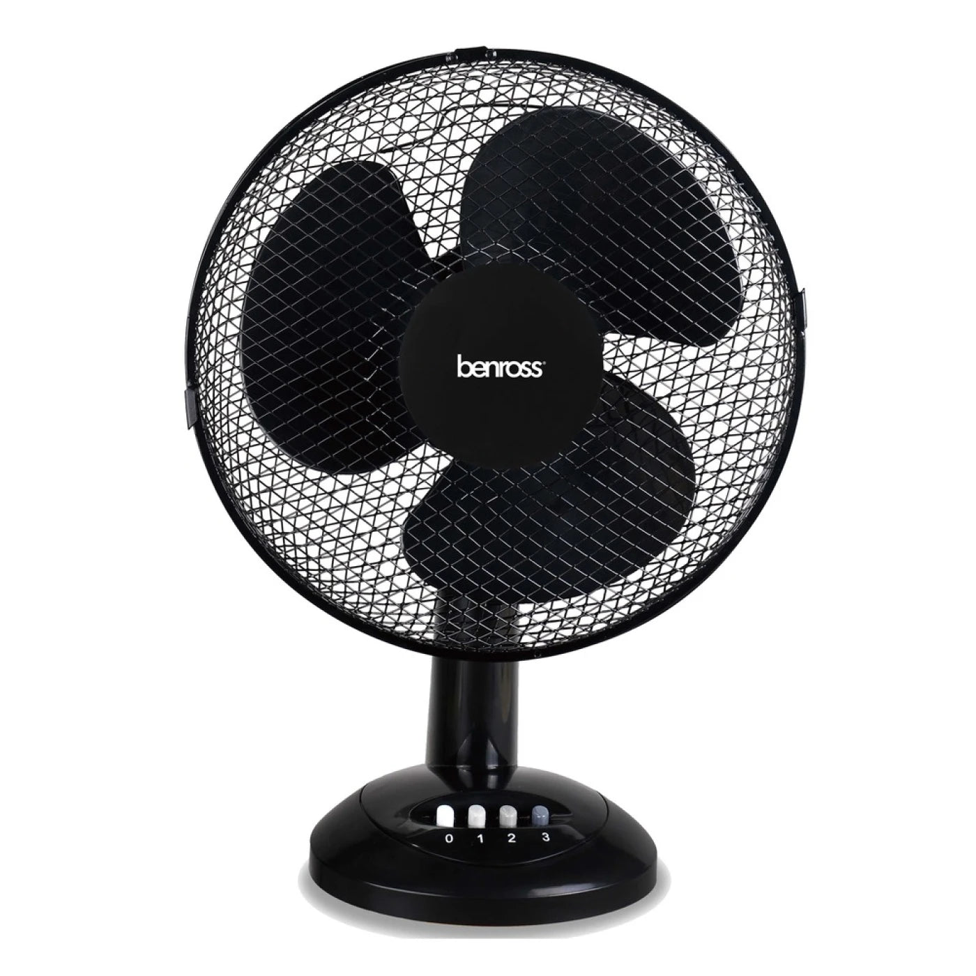 Benross 12" Desk Fan - White, Airflow, Push, Button, Tilt, Motor