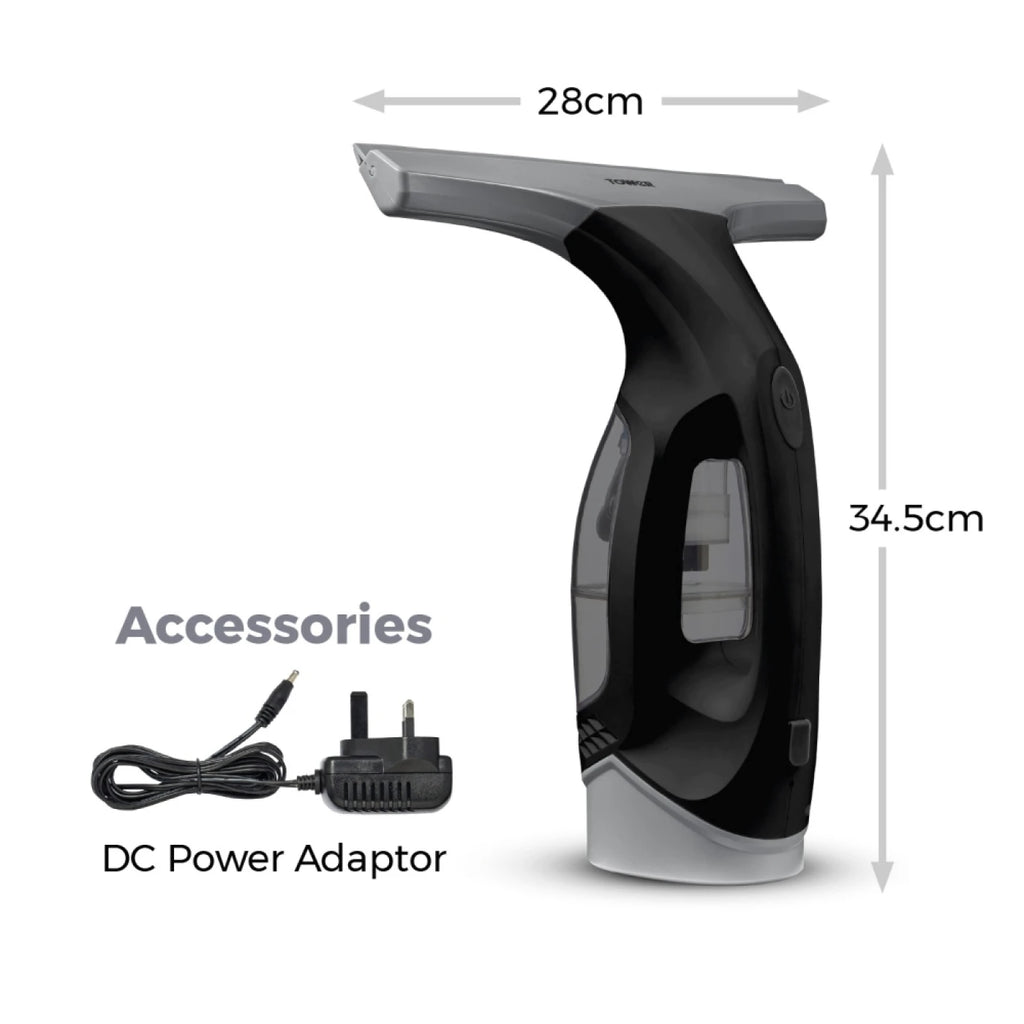 Tower T131001PL Cordless Window Vac Cleaner with Rechargeable Battery, 150ml Water Tank, 20W, Platinum