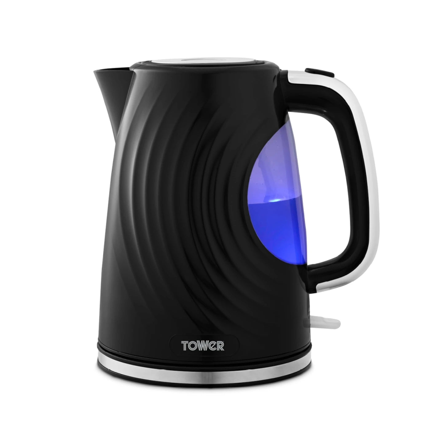 Tower T10083BLK Sonar Textured Kettle with Large Viewing Window & Blue Light, 360 Degree Base, 3000W, 1.7L