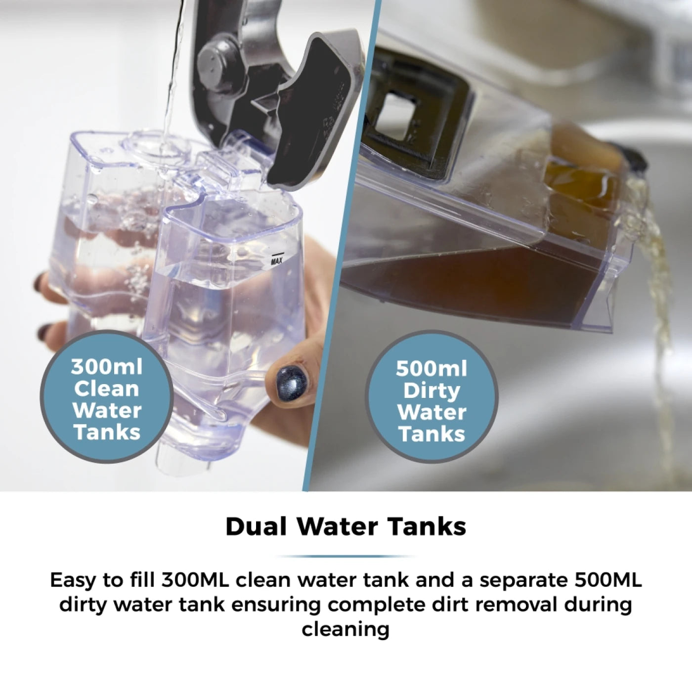 Tower T548006 AquajetPro Handy Cordless Spot Cleaner with BLDC Brushless Motor & Powerful Rotating Brush Bar, 0.3L Clean Tank, 0.4L Dirty Water Tank, 80W, Titanium & Tiffany Blue