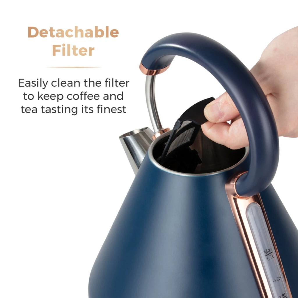 Tower T10044RG Cavaletto Pyramid Kettle with Fast Boil, Detachable Filter, 1.7L, 3000W