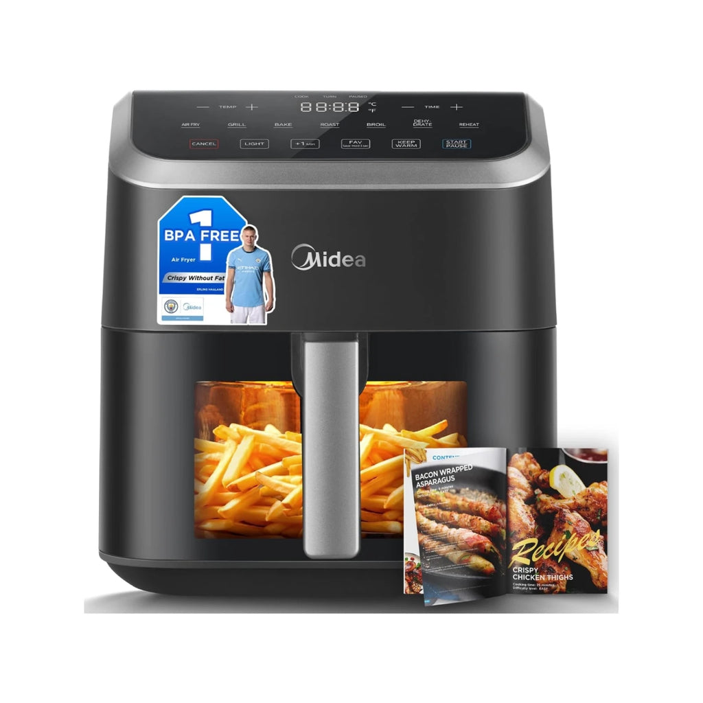 Midea Air Fryer with Visible Window 5.2L, HeatXpress Rapid Air Technology, 90% Less Oil, Energy Saving, 7-In-1 Presets, Non-Stick, Dishwasher Safe