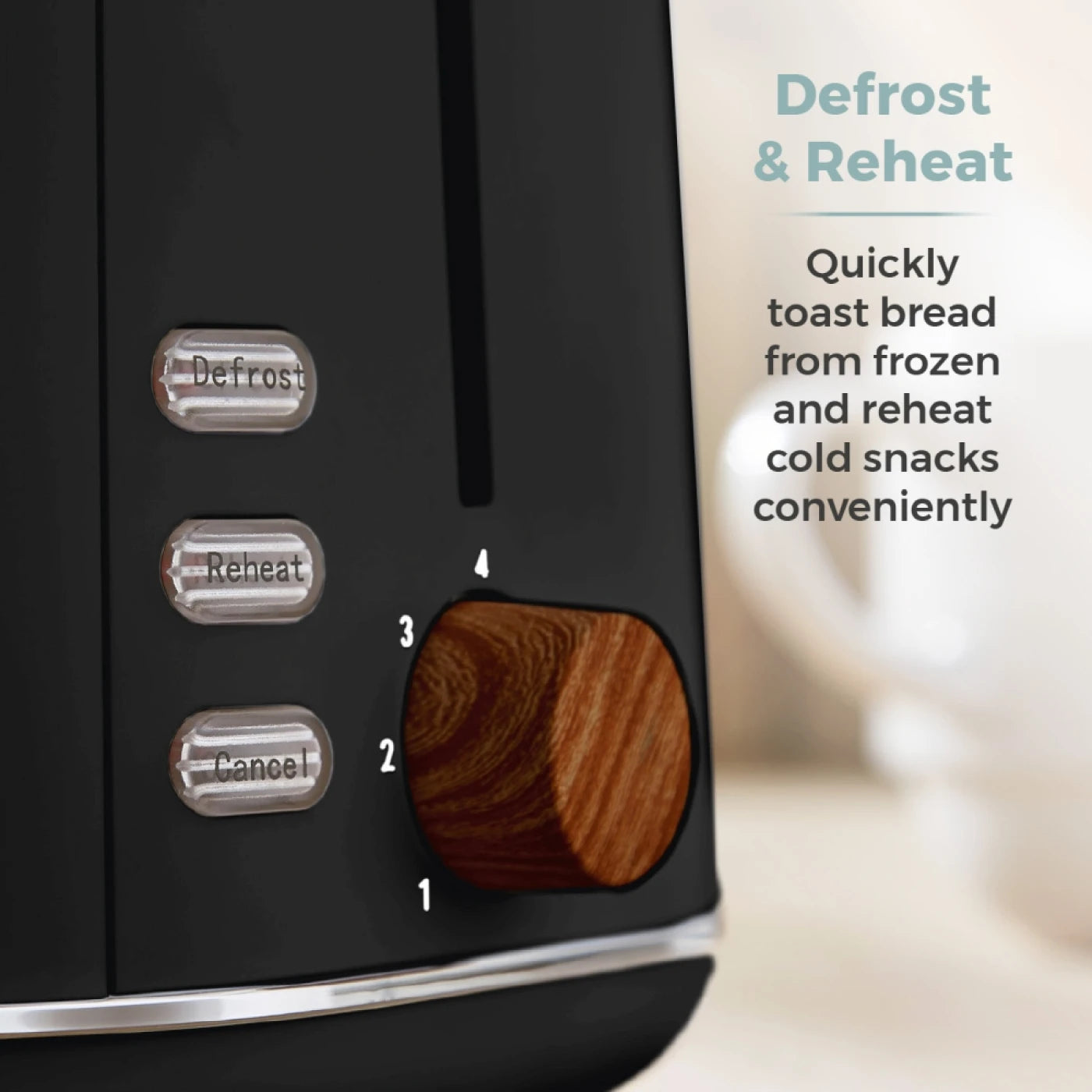 Tower T20027BLK Scandi 2 Slice Toaster with Adjustable Browning Control, Centring Function, 800W, Black