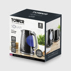 Tower T10083BLK Sonar Textured Kettle with Large Viewing Window & Blue Light, 360 Degree Base, 3000W, 1.7L