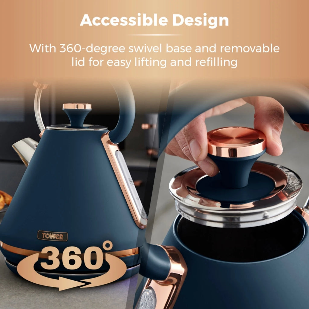Tower T10044RG Cavaletto Pyramid Kettle with Fast Boil, Detachable Filter, 1.7L, 3000W