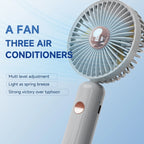 Handheld Fan with Phone Holder, Grey, Mini Hand Fan Silent, Small Desk Fan Folding, Battery Operated Fans