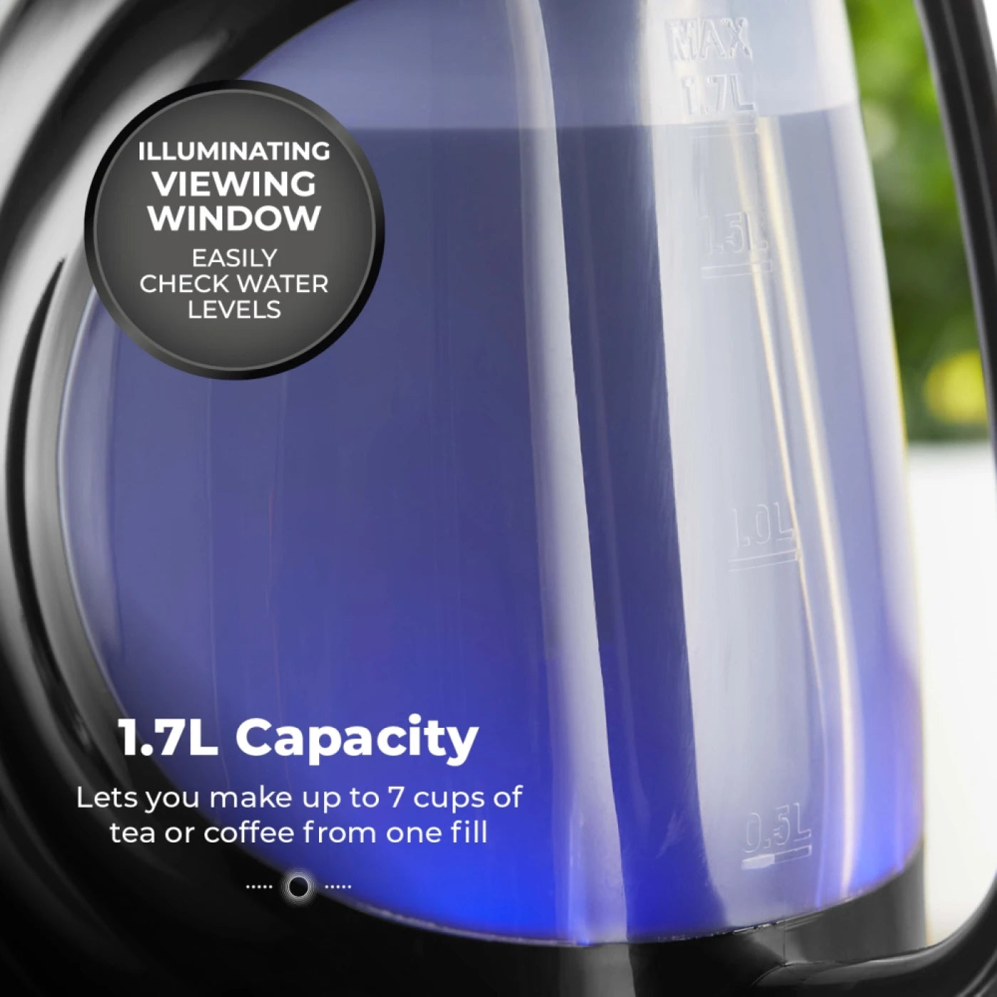 Tower T10083BLK Sonar Textured Kettle with Large Viewing Window & Blue Light, 360 Degree Base, 3000W, 1.7L