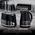 Tower T20082BLK Solitaire 2 Slice Toaster Black Chrome Accents, 850W