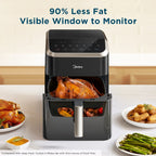 Midea Air Fryer with Visible Window 5.2L, HeatXpress Rapid Air Technology, 90% Less Oil, Energy Saving, 7-In-1 Presets, Non-Stick, Dishwasher Safe