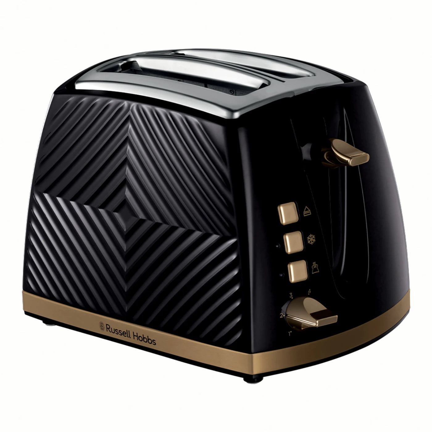 Russell Hobbs Groove 2 Slice, Black, Non Stick, Fast Heat Up, Stylish - 26390