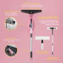 Swan x Lynsey SC59010QOC Rechargeable Cordless Window Vacuum Cleaner with Extension Pole, 35 Mins Runtime, Includes Spray Bottle with Cloth Holder / 2x Washable Microfiber Cloth, Pink