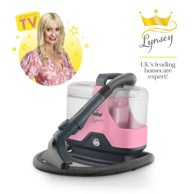 Swan SC18411QOC TV’s Queen of Clean Spot Cleaner with Auto-Stopping Function, Flexible Hose, and Interchangeable Heads, 600W, Pink