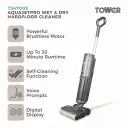 Tower T547003 Aquajet Pro Cordless Wet & Dry Hardfloor Cleaner with One Touch Controls, LED Display Panel, 650ml Clean Water Tank, 550ml Dirty Water Tank, 22.2V, Titanium