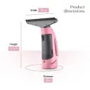 Swan x Lynsey SC59010QOC Rechargeable Cordless Window Vacuum Cleaner with Extension Pole, 35 Mins Runtime, Includes Spray Bottle with Cloth Holder / 2x Washable Microfiber Cloth, Pink