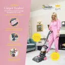 Swan SC17321QOC TV’s Queen of Clean Carpet Washer with Vibrating Wide Bristle Bar, Extension Hose and 250ml Carpet Cleaner Solution, 2.1L, Pink