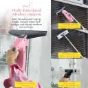 Swan x Lynsey SC59010QOC Rechargeable Cordless Window Vacuum Cleaner with Extension Pole, 35 Mins Runtime, Includes Spray Bottle with Cloth Holder / 2x Washable Microfiber Cloth, Pink