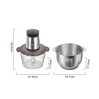 Bear 1.8L Single Cup, 300W Electric Food Processors & Chopper with Glass Container and 304 Stainless Steel Container, 2 Speed Settings, 4 Stainless Steel Blades for Chopping Meat, Baby Food, Fruit, Vegetable