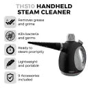 Tower T134000PL Corded Handheld Steam Cleaner with 9 Accessories, 1050W, Platinum