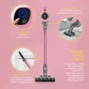 Swan SC15827QOC TV’s Queen of Clean Cordless Anti-Tangle Vacuum Cleaner with 2 Speed Control, and Rechargeable Battery, Includes 2-in-1 Crevice Tool, Long Nozzle, Pet Tool, and Wall Mount Kit 22.2V, Pink