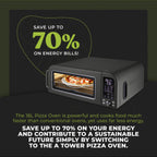 Tower T17141 Elite Pizza Oven with 5 High Temperature Programs, 15 Cooking Functions, Turbo Crisper, 18L, 2000W, Grey & Chrome